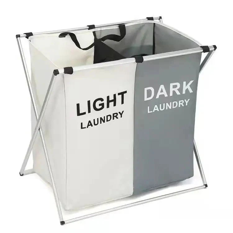 Dark & Light Laundry Basket with Compartments – Sorting Hamper - Image 5