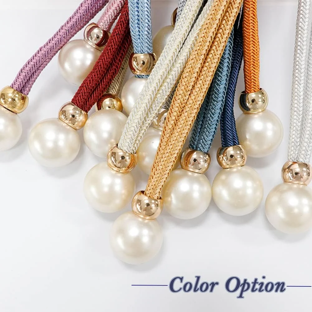 Decorative Curtain Drapery Holdbacks Pearl Bead Curtain Tieback Decorative Curtain Rope Pair - Image 3