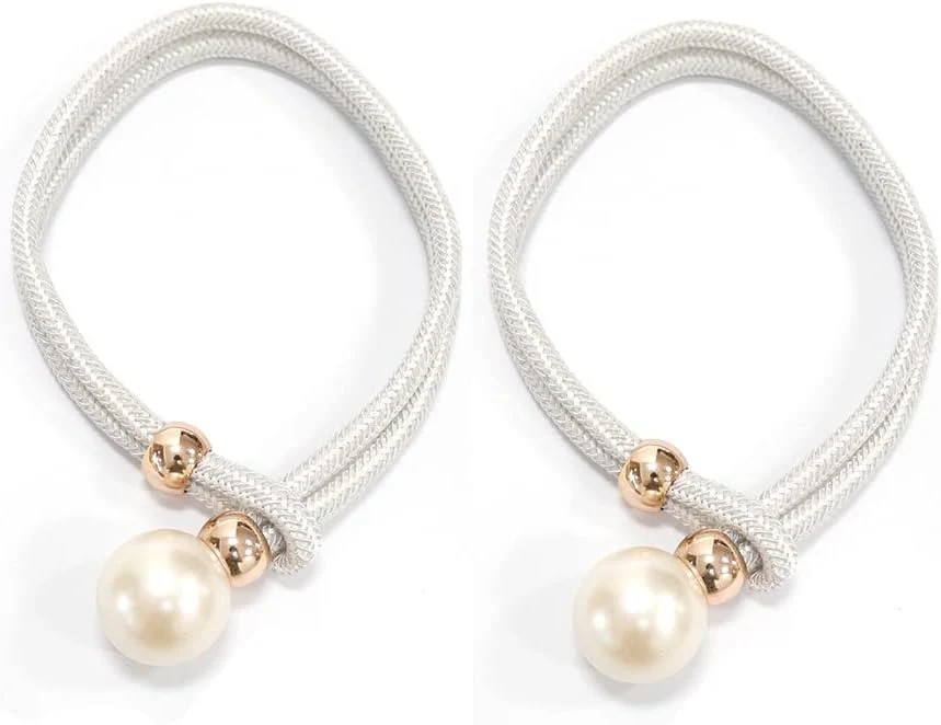 Decorative Curtain Drapery Holdbacks Pearl Bead Curtain Tieback Decorative Curtain Rope Pair - Image 5
