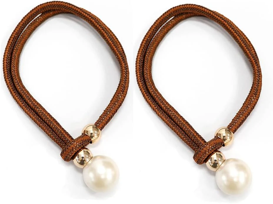 Decorative Curtain Drapery Holdbacks Pearl Bead Curtain Tieback Decorative Curtain Rope Pair - Image 6