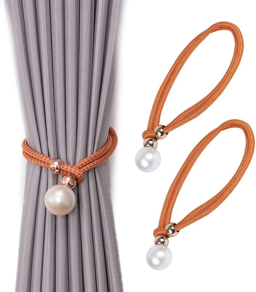 Decorative Curtain Drapery Holdbacks Pearl Bead Curtain Tieback Decorative Curtain Rope Pair - Image 7