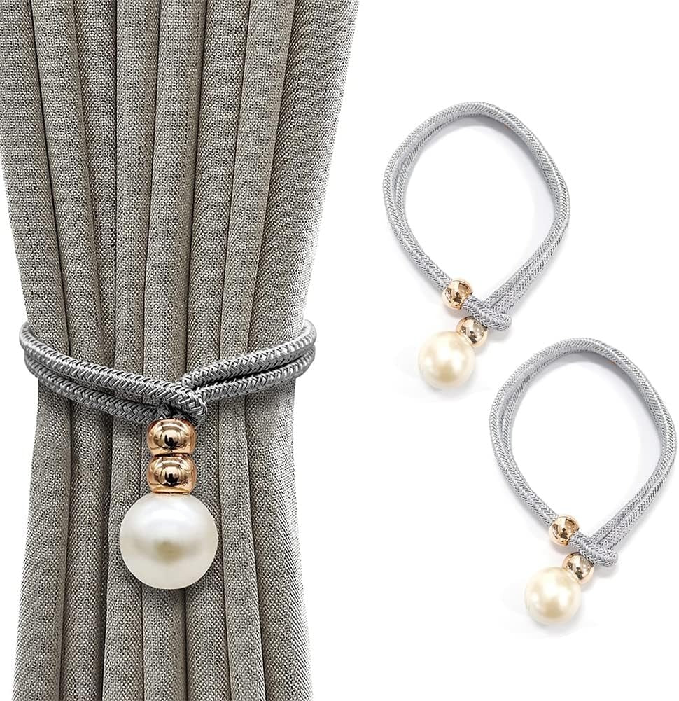 Decorative Curtain Drapery Holdbacks Pearl Bead Curtain Tieback Decorative Curtain Rope Pair - Image 8
