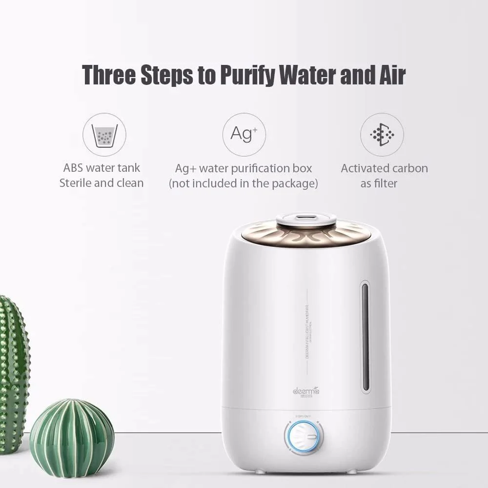 Deerma F500 Ultrasonic Humidifier Manual Air Purifier Rotatable Mist Nozzle Quiet Operation with Activated Carbon Filter for Home & Office (2.5L) White - Image 6