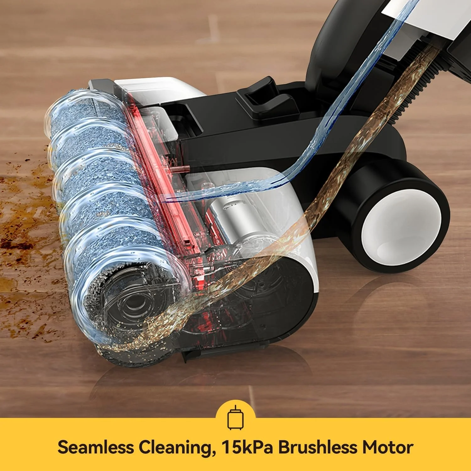 Deerma Wet Dry Vacuum Cleaners for Home, 180°Lie-Flat Cordless Vacuum Mop All in One with Voice Prompts Edge Cleaning Self-Cleaning Vac Mop for Hard Floors Sticky Messes and Pet Hair Quick Cleanups - Image 4