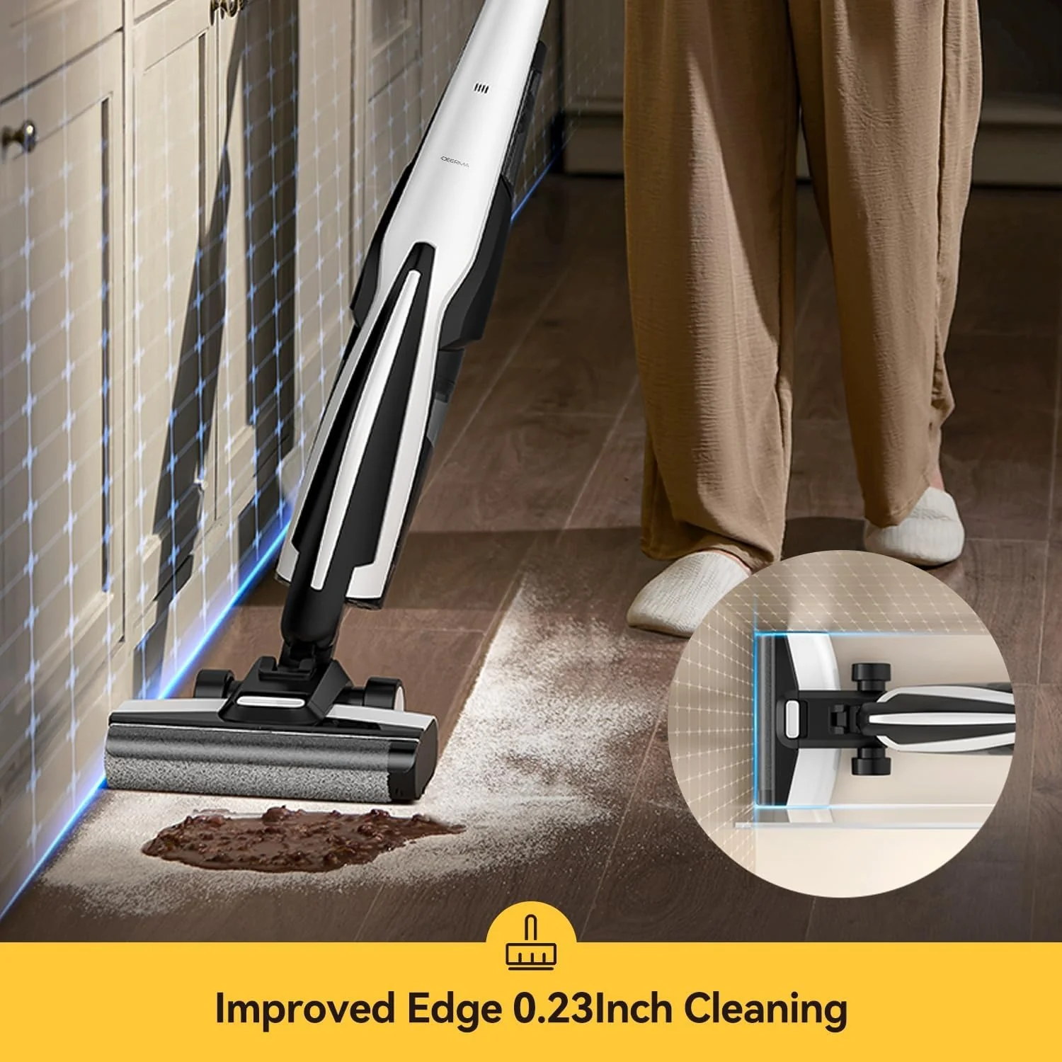 Deerma Wet Dry Vacuum Cleaners for Home, 180°Lie-Flat Cordless Vacuum Mop All in One with Voice Prompts Edge Cleaning Self-Cleaning Vac Mop for Hard Floors Sticky Messes and Pet Hair Quick Cleanups - Image 6