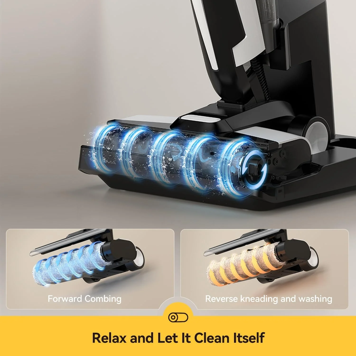 Deerma Wet Dry Vacuum Cleaners for Home, 180°Lie-Flat Cordless Vacuum Mop All in One with Voice Prompts Edge Cleaning Self-Cleaning Vac Mop for Hard Floors Sticky Messes and Pet Hair Quick Cleanups - Image 7