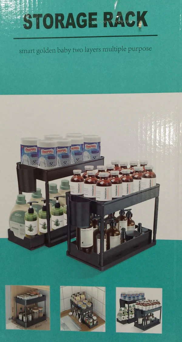 Detachable 2 layer smart golden baby multipurpose spice rack with bottom drawer - Image 3