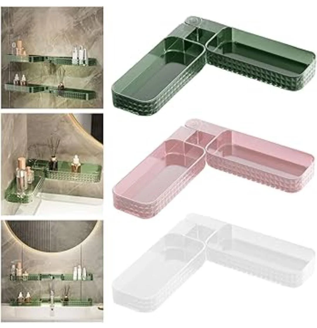 Detachable any angle elegant acrylic bathroom shelf with 4 hooks - Image 4