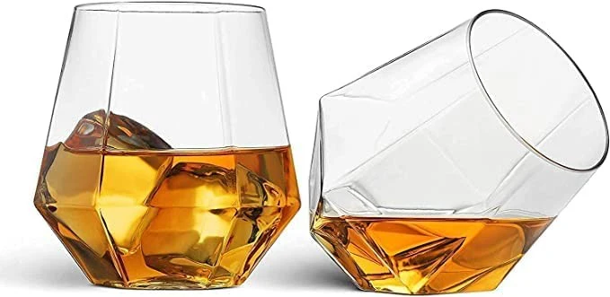 Diamond Crystal Cut Whiskey Glasses Set of 6pcs Bar Brandy Wine Glass for Drinking Bourbon Whisky Scotch Cocktail Cognac - Image 3