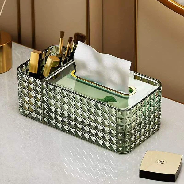 Diamond Pattern Tissue Box With Compartment - Image 3