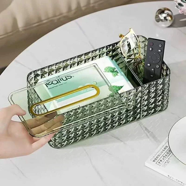 Diamond Pattern Tissue Box With Compartment - Image 4