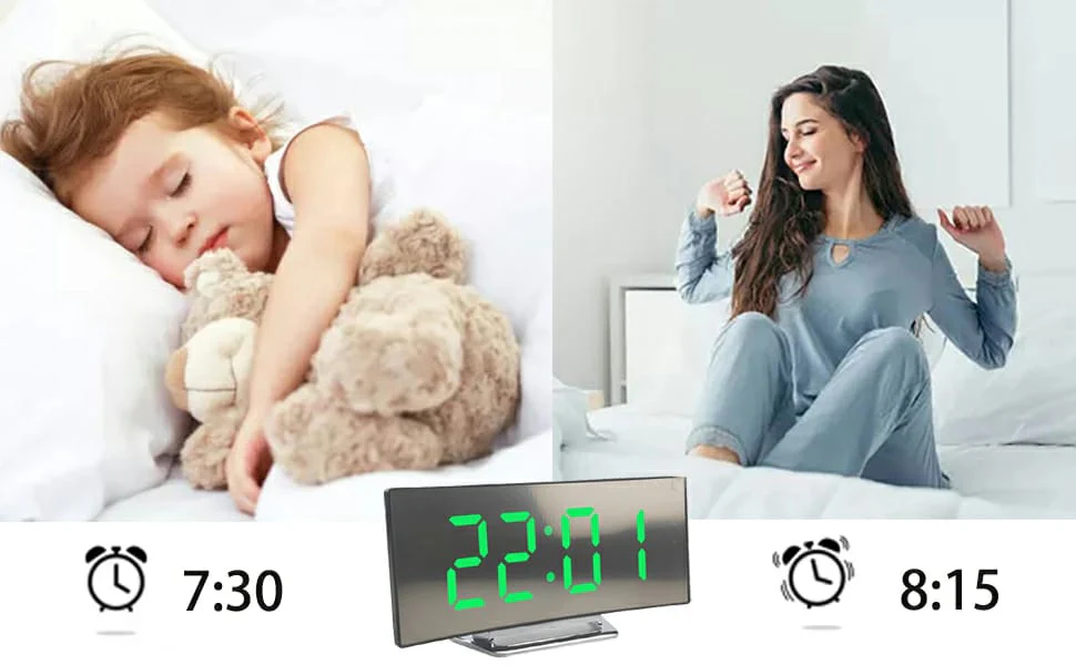 Digital Alarm Clock Bedside, LED Bedside Clock with 7" Curved Screen - Image 4