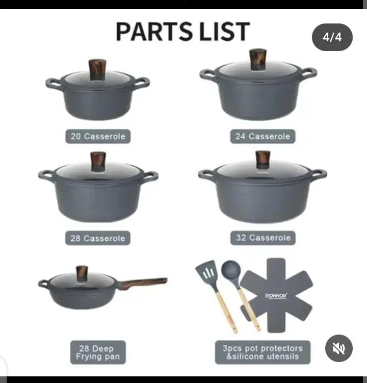 Donner wave nonstick cookware set 15pcs - Image 3