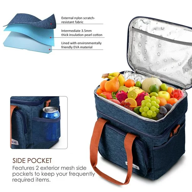 Large Capacity Insulated Lunch Box Handbag with Aluminum Foil | Waterproof Thermal Food Bag – Thickened Cooler Tote for Office, School, Travel & Picnics - Image 3