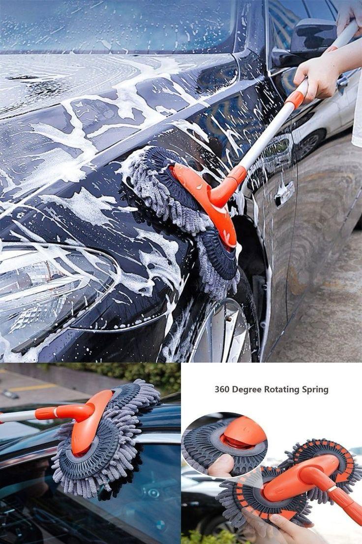 Double-headed Car Cleaning Brush Mop, Long Handle car Washing Tools Kit / Retractable mop/ Windows cleaner - Image 2