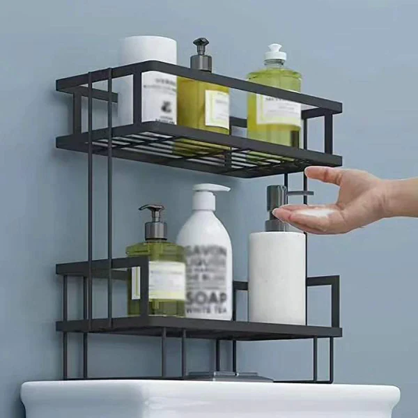 Double Layer Over The Toilet Rack | Bathroom Space Saver Storage Shelf - Image 2