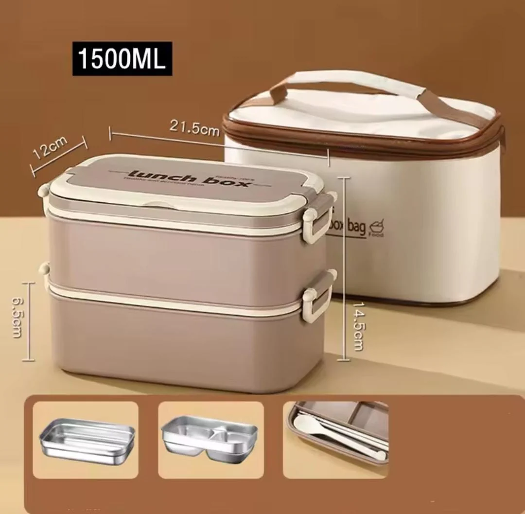 DOUBLE LAYERED LUNCH BOX WITH MATCHING LUNCH BAG - Image 2