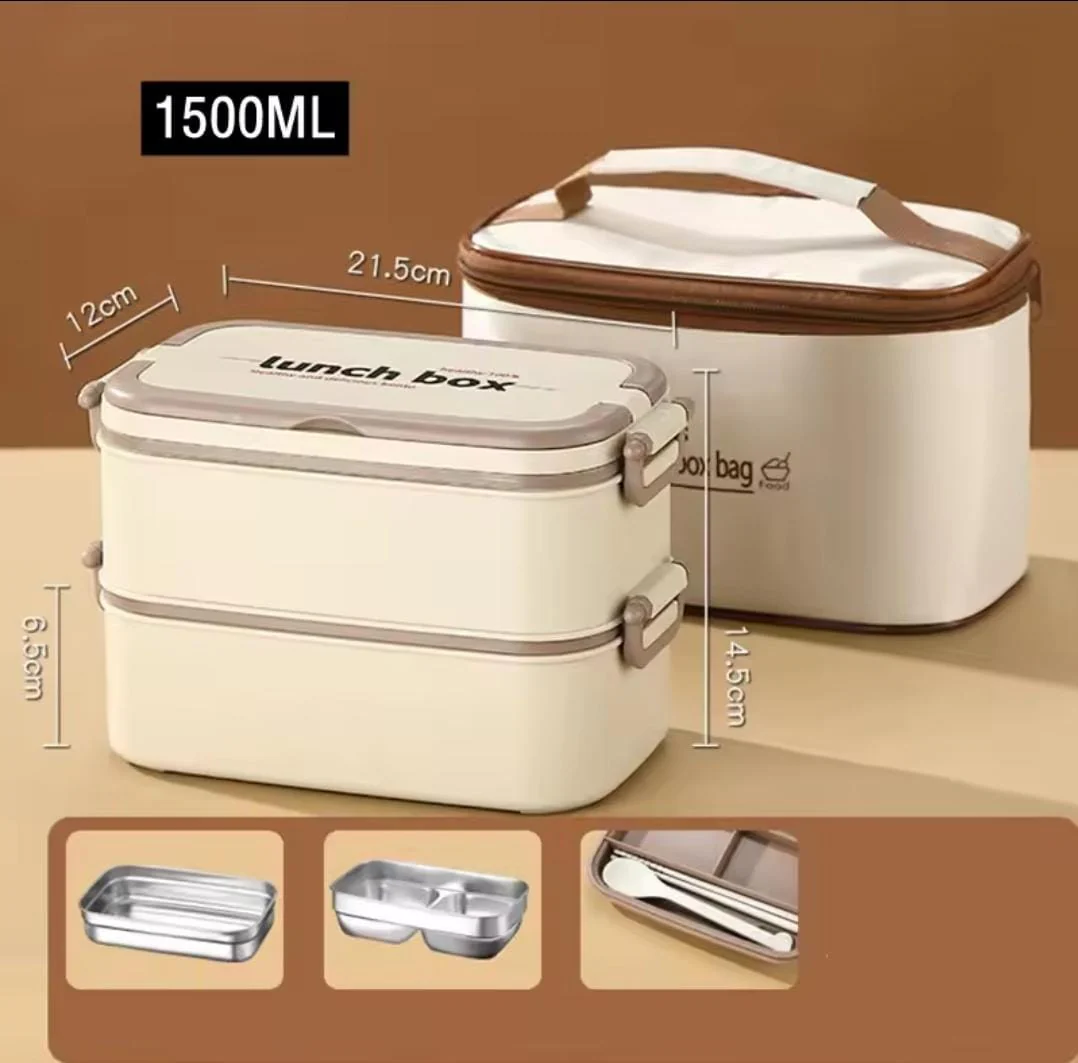 DOUBLE LAYERED LUNCH BOX WITH MATCHING LUNCH BAG - Image 3