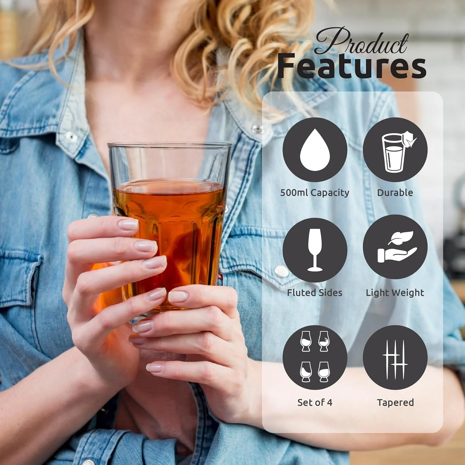 Drinking Water Glasses Set of 6 | Tumbler Water Glass Cups for Everyday 430ml - Image 3