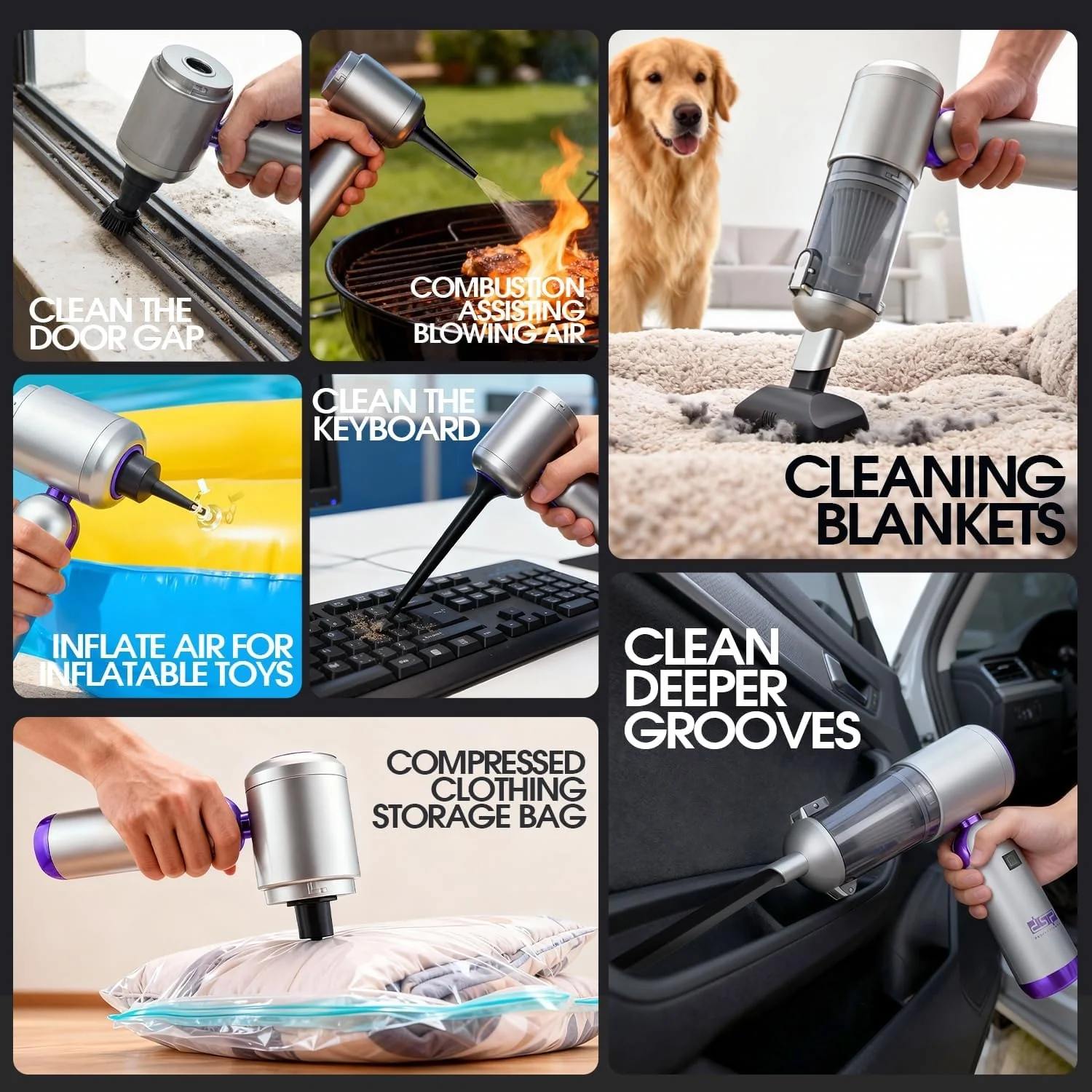 DSP 11-in-1 Handheld Car Vacuum Cleaner, 120W High Power Cordless Vac with 17kPa Suction, Multi-Nozzles for Car, Home, Keyboard, Sofa & Pet - Image 2