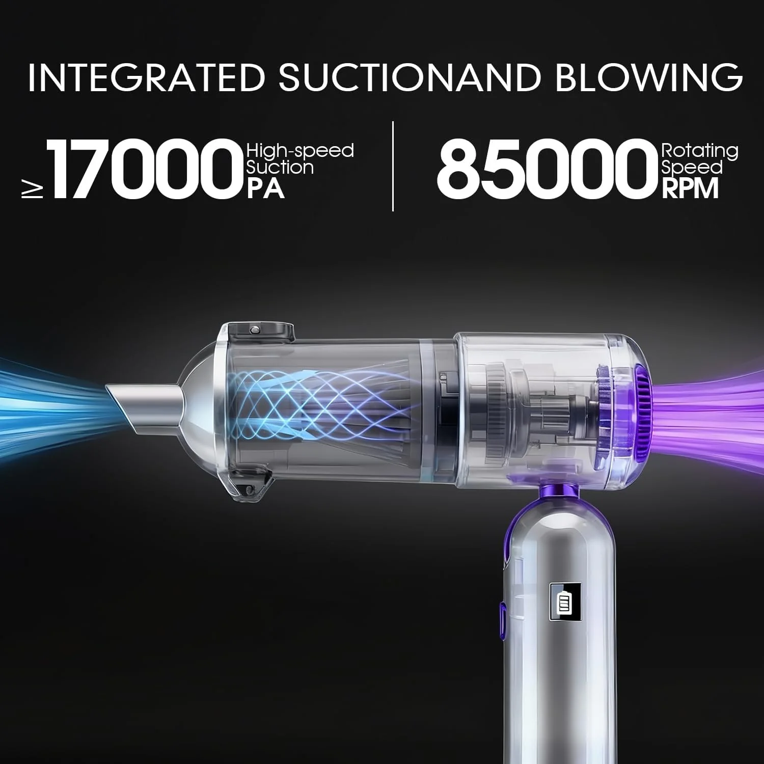 DSP 11-in-1 Handheld Car Vacuum Cleaner, 120W High Power Cordless Vac with 17kPa Suction, Multi-Nozzles for Car, Home, Keyboard, Sofa & Pet - Image 3