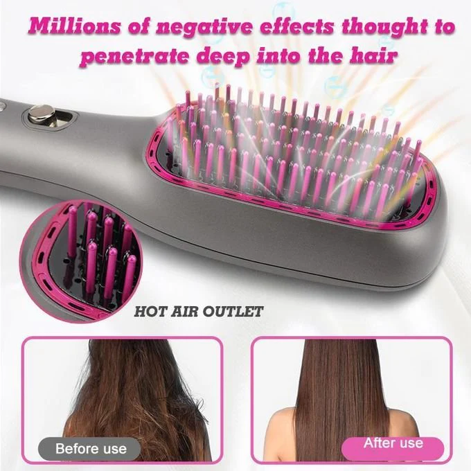 DSP 2-in-1 Ceramic Hair Straightener Brush Kenya | Ionic Straightening Brush with Wet & Dry Function, Anti-Scald, Auto Temperature Lock & Auto Shut-Off, Electric Hair Straightening Comb Kenya - Image 6
