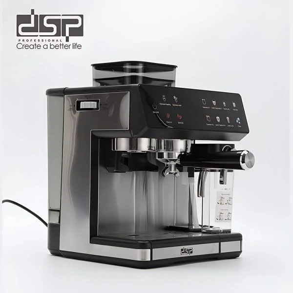 DSP 3-in-1 Fully Automatic Espresso Machine Built-in Grinder, Milk Frother & One-Touch Cappuccino Stainless Steel Coffee Maker - Image 3