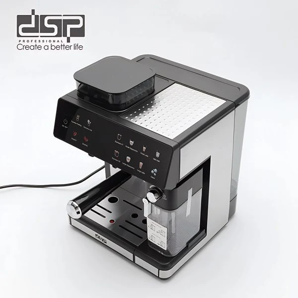 DSP 3-in-1 Fully Automatic Espresso Machine Built-in Grinder, Milk Frother & One-Touch Cappuccino Stainless Steel Coffee Maker - Image 5