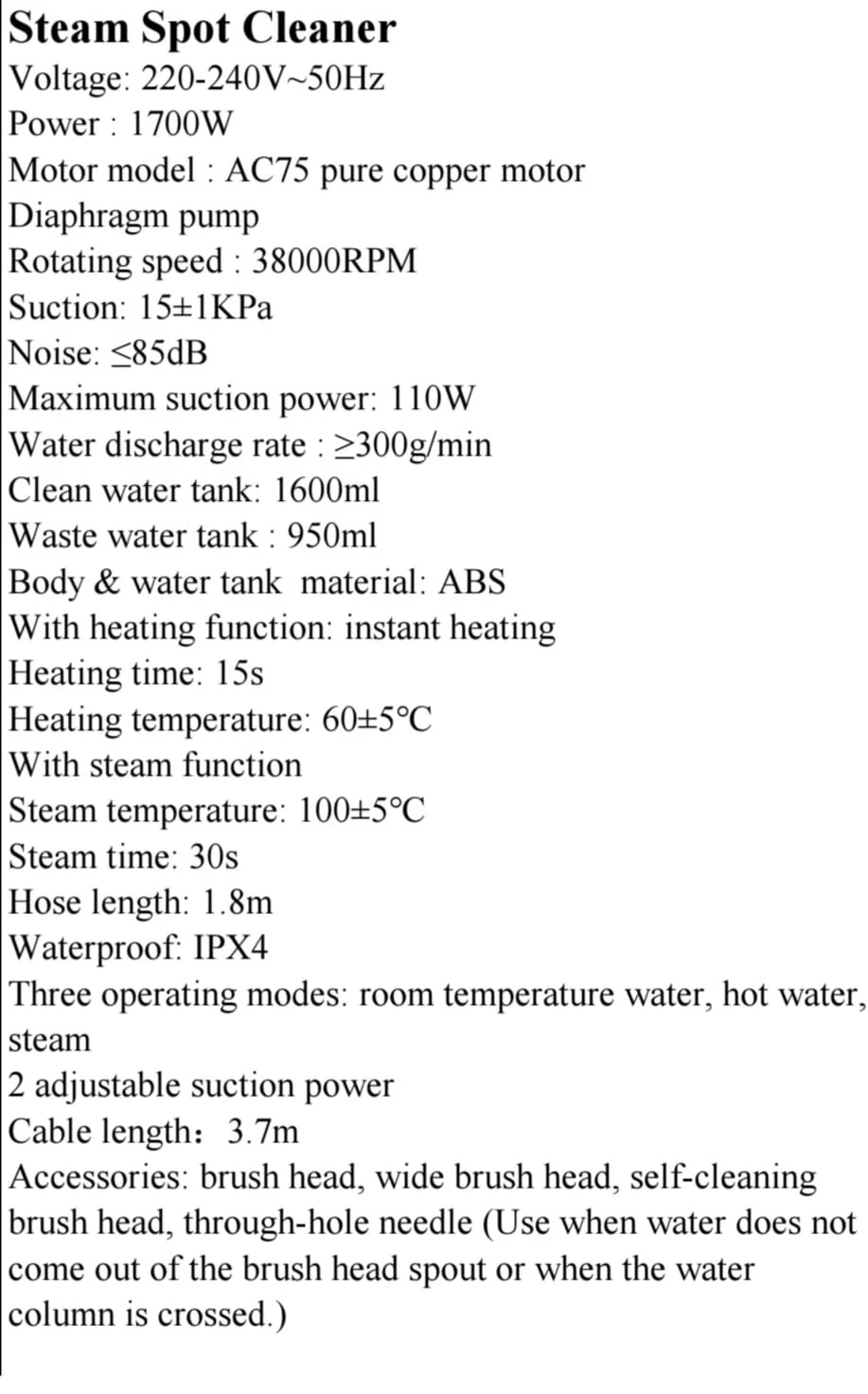DSP 3-in-1 Steam Spot Cleaner – 1700W, Instant Heating, Powerful Suction – Multi-Purpose Carpet & Upholstery Cleaner in Kenya - Image 3