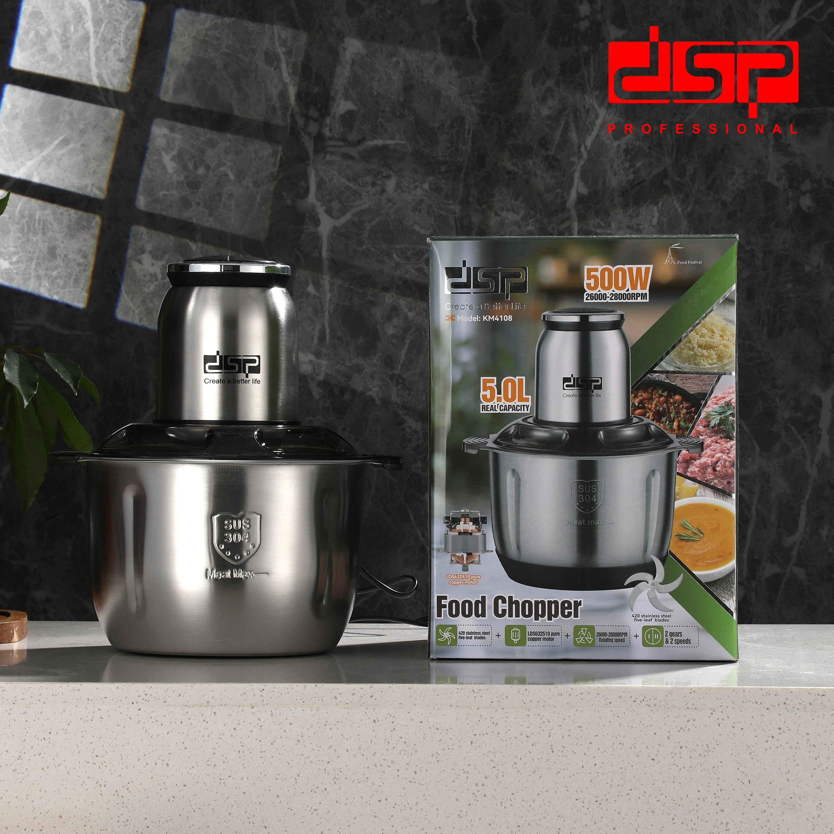 DSP 300W Pro Food Vegetable Chopper 3L 28,000RPM Dual Blades Kenya - Image 2