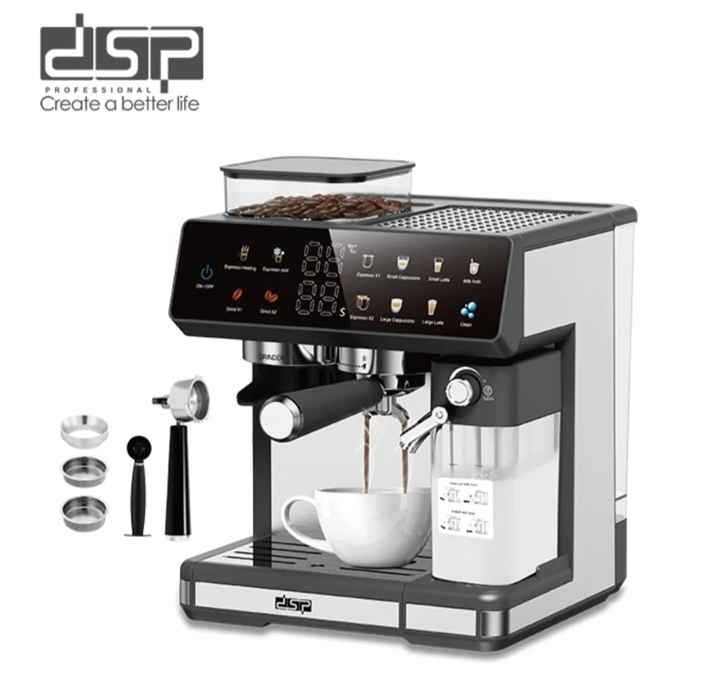 DSP Espresso Coffee Maker Machine – 1350W, 15 Bar Pump, 1.8L Water Tank, Milk Frother | Coffee Machine Kenya - Image 6