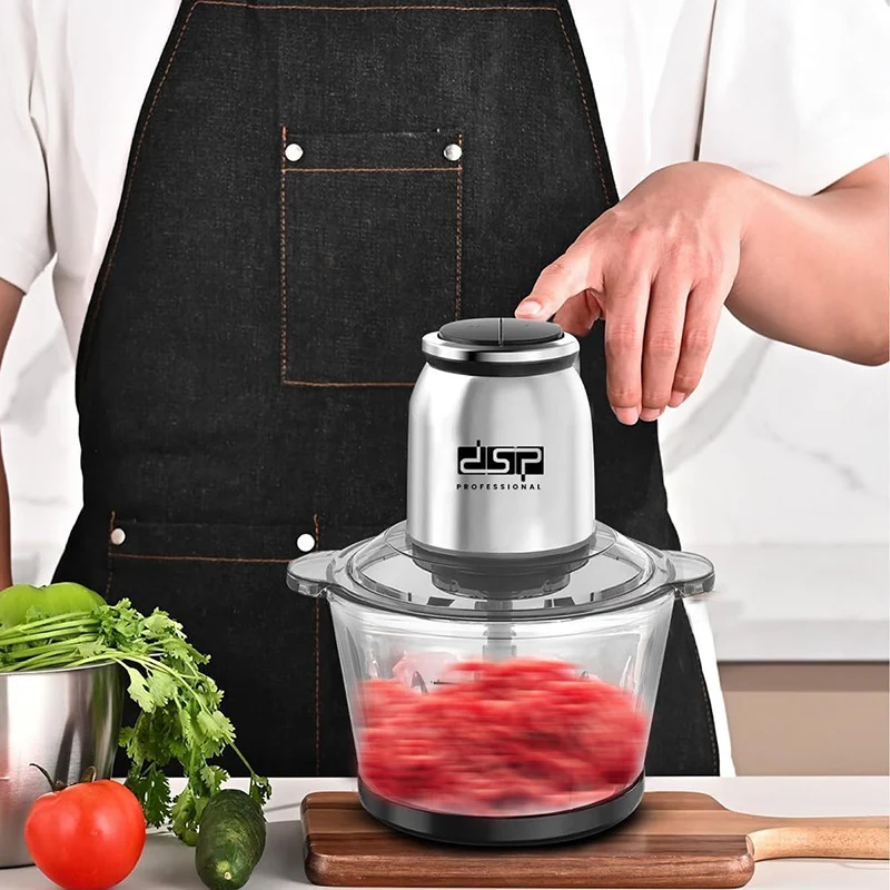 DSP Food Chopper with Meat Mincer 3L Glass Bowl 2 Speeds 6 Blade Set - Image 2
