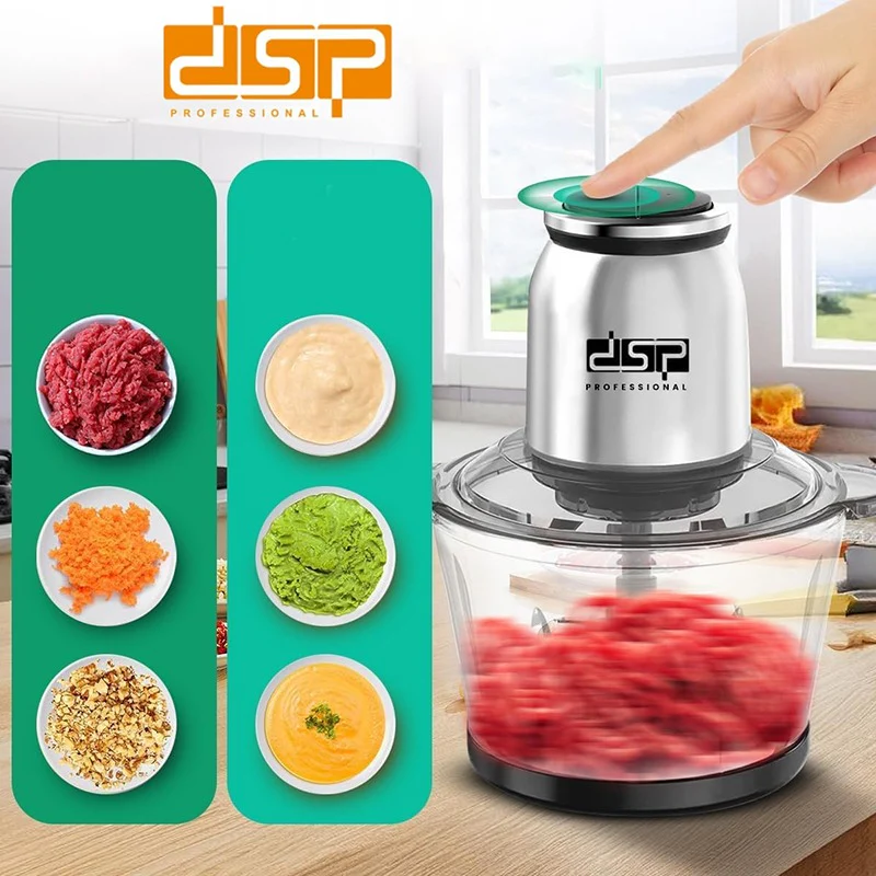 DSP Food Chopper with Meat Mincer 3L Glass Bowl 2 Speeds 6 Blade Set - Image 4