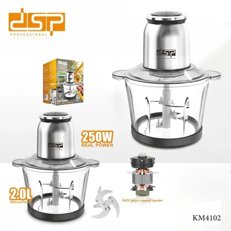 DSP Food Chopper with Meat Mincer 3L Glass Bowl 2 Speeds 6 Blade Set - Image 5