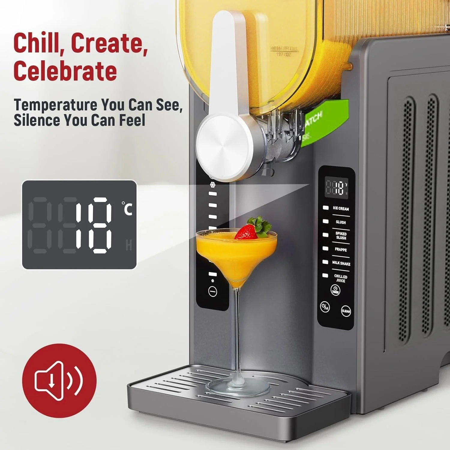 Dsp Frozen Dessert & Slushie Maker – 1500W Electric Ice Drink Machine with Compressor Cooling, 6 Preset Modes, Adjustable Thickness | Stainless Steel - Image 3