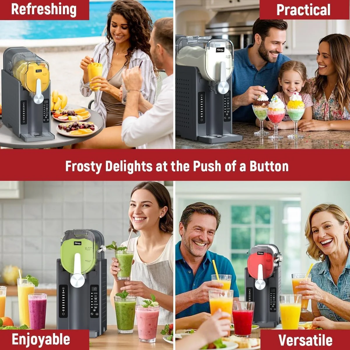 Dsp Frozen Dessert & Slushie Maker – 1500W Electric Ice Drink Machine with Compressor Cooling, 6 Preset Modes, Adjustable Thickness | Stainless Steel - Image 5