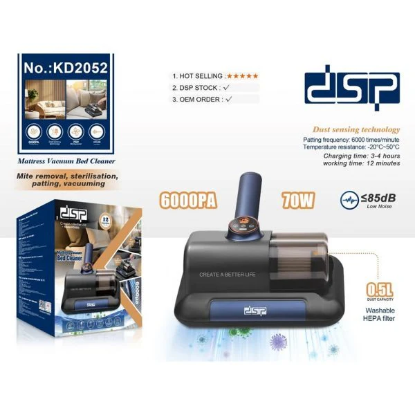 DSP Bed Vacuum Cleaner, Household High-Frequency Strong Mite Removal Instrument, Handheld Deep Mattress Vacuum Cleaner, Wireless Vacuum Cleaning Remover Instrument, for Bed, Sofa, Carpets - Image 4