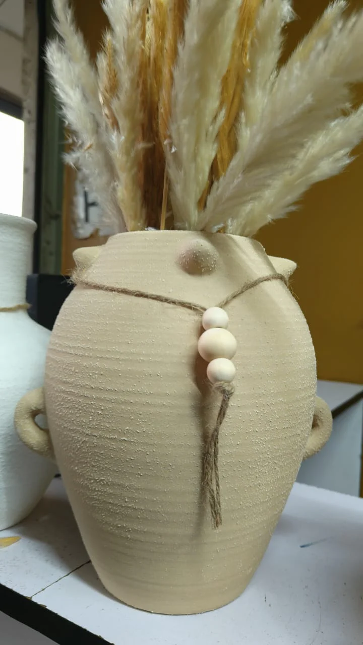 Dual Ear Handle Ancient Greek Vase Style Indoor Ceramic Pot - Image 4