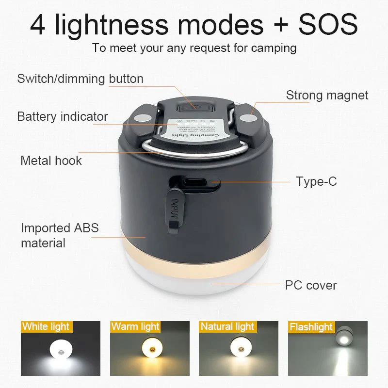 EcoFlow Camping Light – 360° Stepless Dimming, 4 Modes, SOS, Solar Compatible, Power Bank & Weatherproof - Image 4
