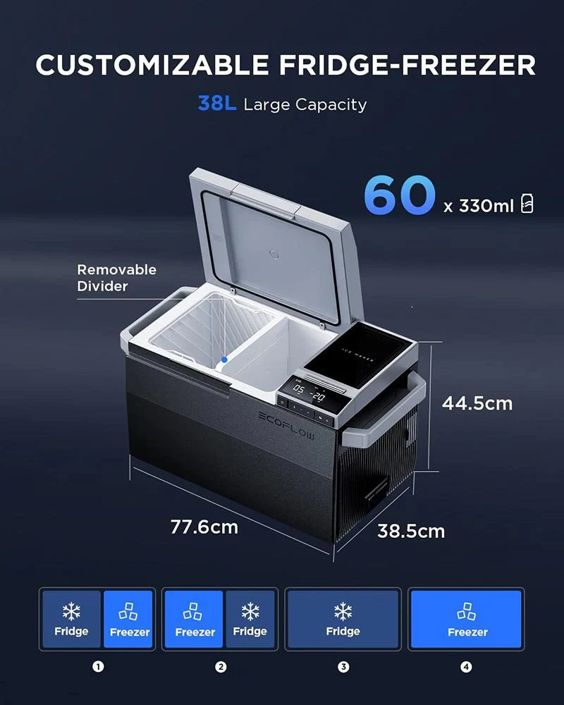 EcoFlow GLACIER 38L Portable Refrigerator & Ice Maker – Dual Zone, 40Hr Battery, Smart App Control - Image 4