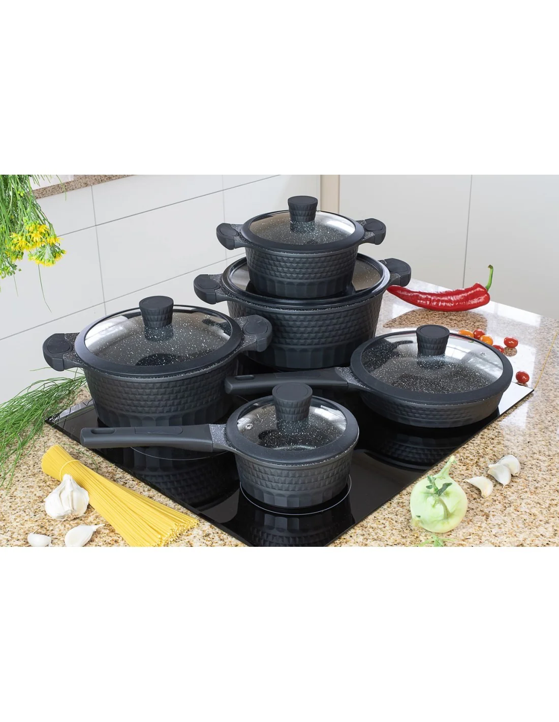 Edënbërg 10-Piece Marble Coated Cookware Set (Forged Aluminum) – Induction Ready - Image 6