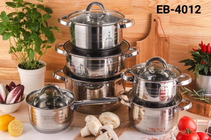 Edenberg 12-Piece Stainless Steel Cookware Set – Induction Compatible - Image 2
