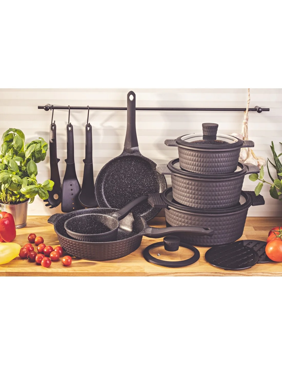 Edënbërg 15-Piece Marble Coated Cookware Set (Forged Aluminum) – Induction Ready - Image 4