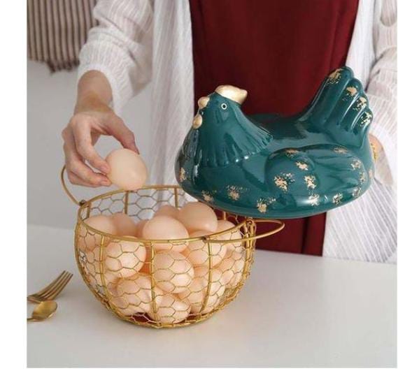 Egg basket with chicken cover - Image 2