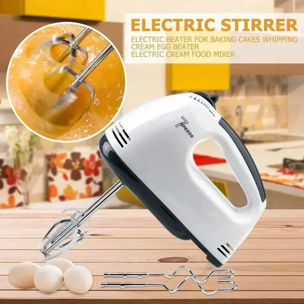 Electric Hand Mixer, Handheld Mixer Machine, 7 Speed Egg Beater, Liquid Mixer with 4 Stainless Steel Mixing Tools, Cream Cake Maker - Image 4