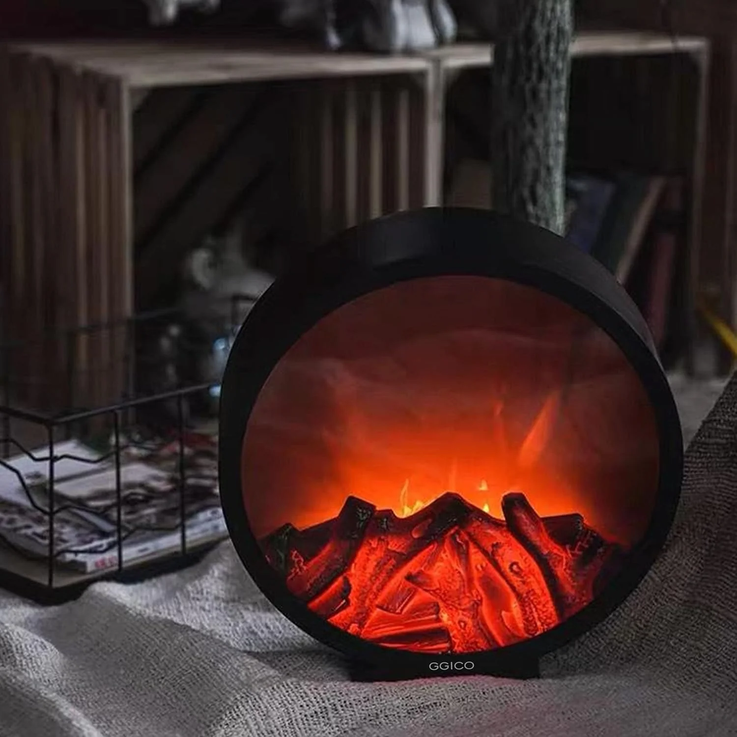 Electric/USB Operated Portable Artificial Led Round Fireplace Ornament for Home Decoration - Image 3
