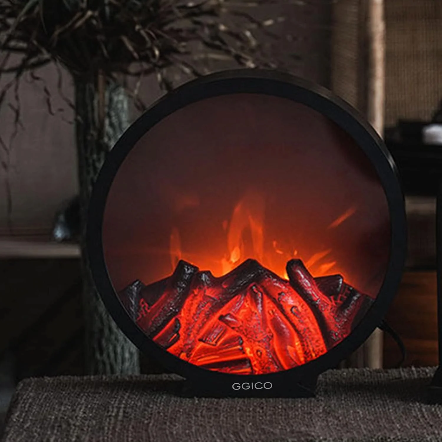 Electric/USB Operated Portable Artificial Led Round Fireplace Ornament for Home Decoration - Image 4