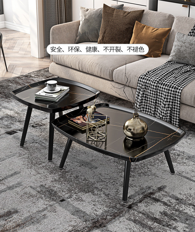 Elegant 2 Sets of Rectangular Nested Tables Creative Wooden Coffee Table - Image 2