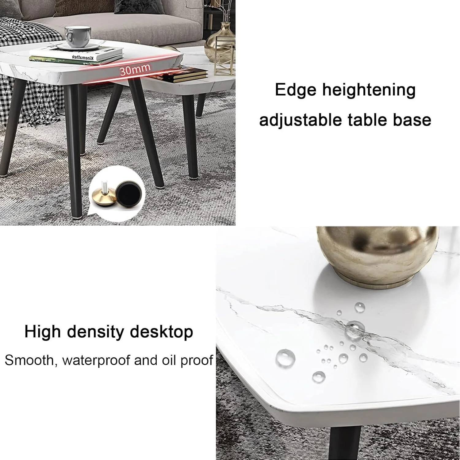 Elegant 2 Sets of Rectangular Nested Tables Creative Wooden Coffee Table - Image 6