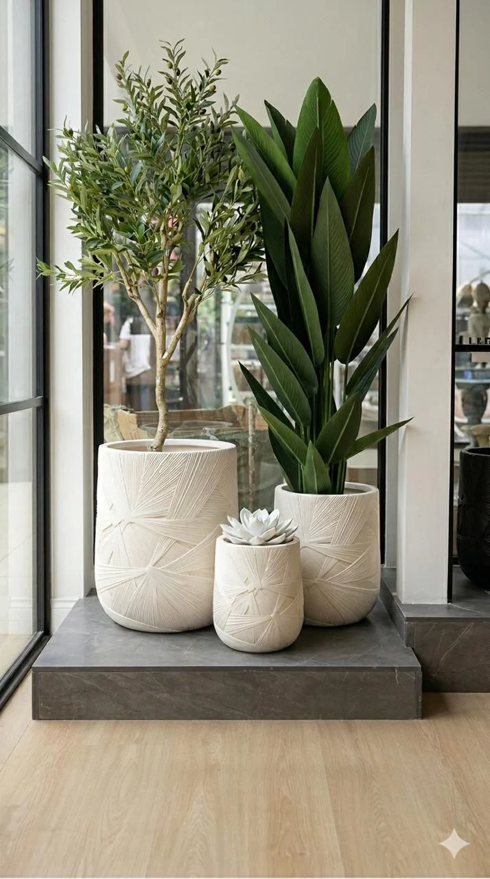 Elegant 3-Piece Ceramic Vase Planter Set – Modern Decorative Styling - Image 2